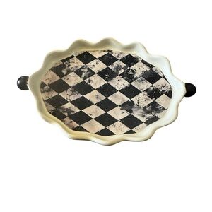 Hand Crafted Black and White Checkered Serving Tray